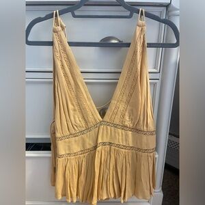 FREE PEOPLE WOMENS YELLOW TOP
